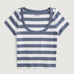 Hollister Blue and White Striped Tee, size medium